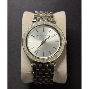 Michael Kors Darci Watch Women Silver‎ Crystal Pave Bezel MK-3190 Wristwatch